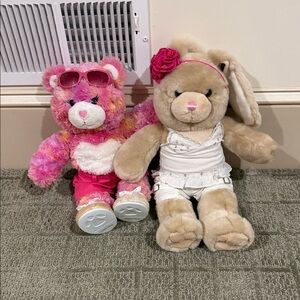 Build A Bear (bunny and pink bear)